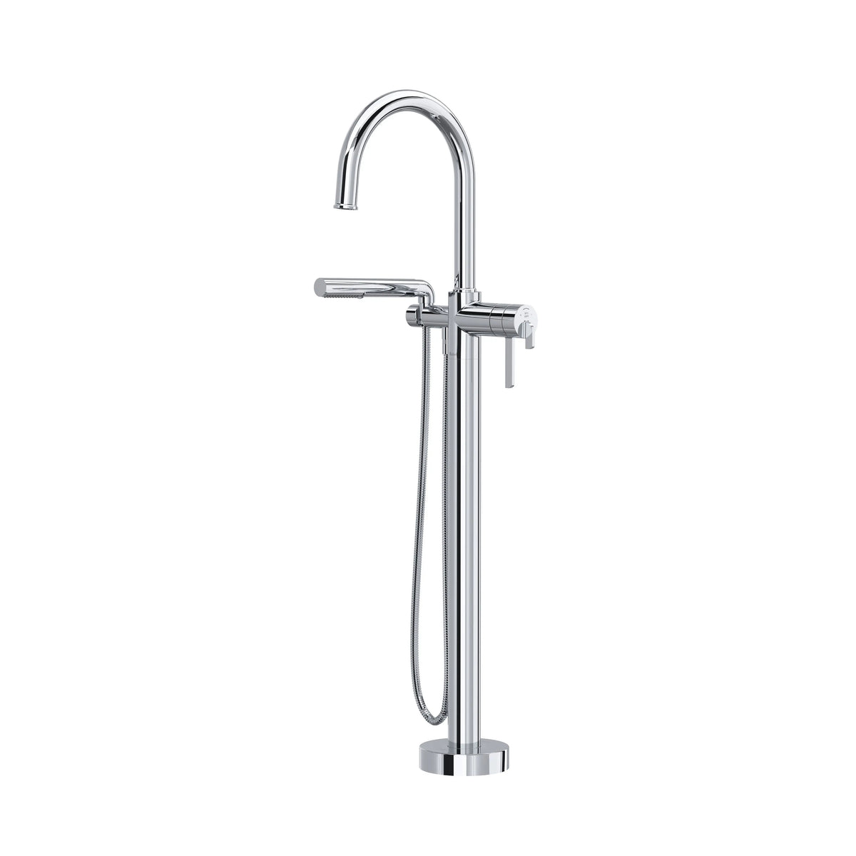 Riobel Authentica Thermostatic Single Hole Floor-Mount Tub Filler Trim with Hand Shower - Chrome (TAU39C)