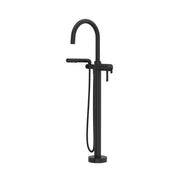 Riobel Authentica Thermostatic Single Hole Floor-Mount Tub Filler Trim with Hand Shower - Black (TAU39BK)