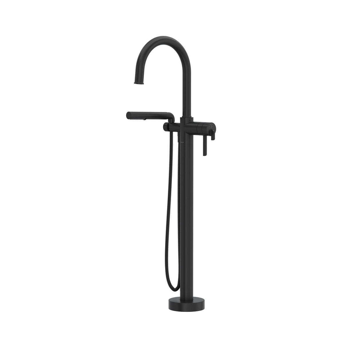 Riobel Authentica Thermostatic Single Hole Floor-Mount Tub Filler Trim with Hand Shower - Black (TAU39BK)