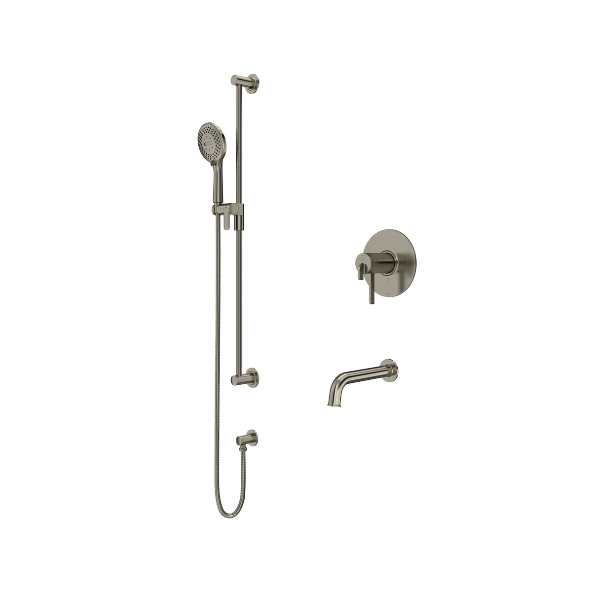 Riobel Authentica Thermostatic & Pressure Balance Shower Trim Kit with Hand Shower Set & Tub Spout - Brushed Nickel (TKIT1244AUBN)