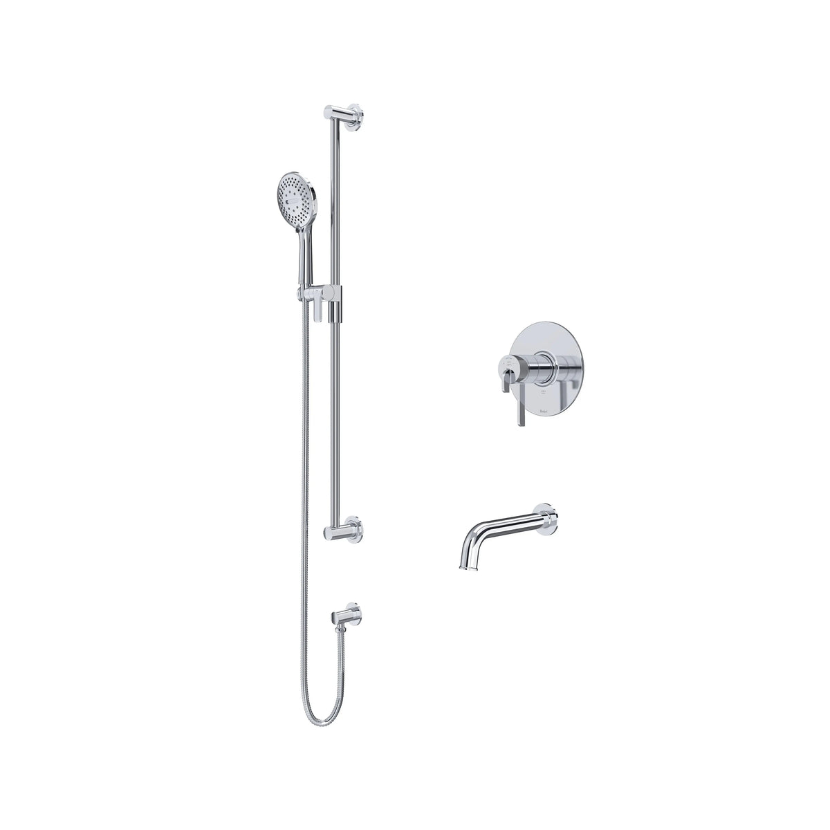 Riobel Authentica Thermostatic & Pressure Balance Shower Trim Kit with Hand Shower Set & Tub Spout - Chrome (TKIT1244AUC)