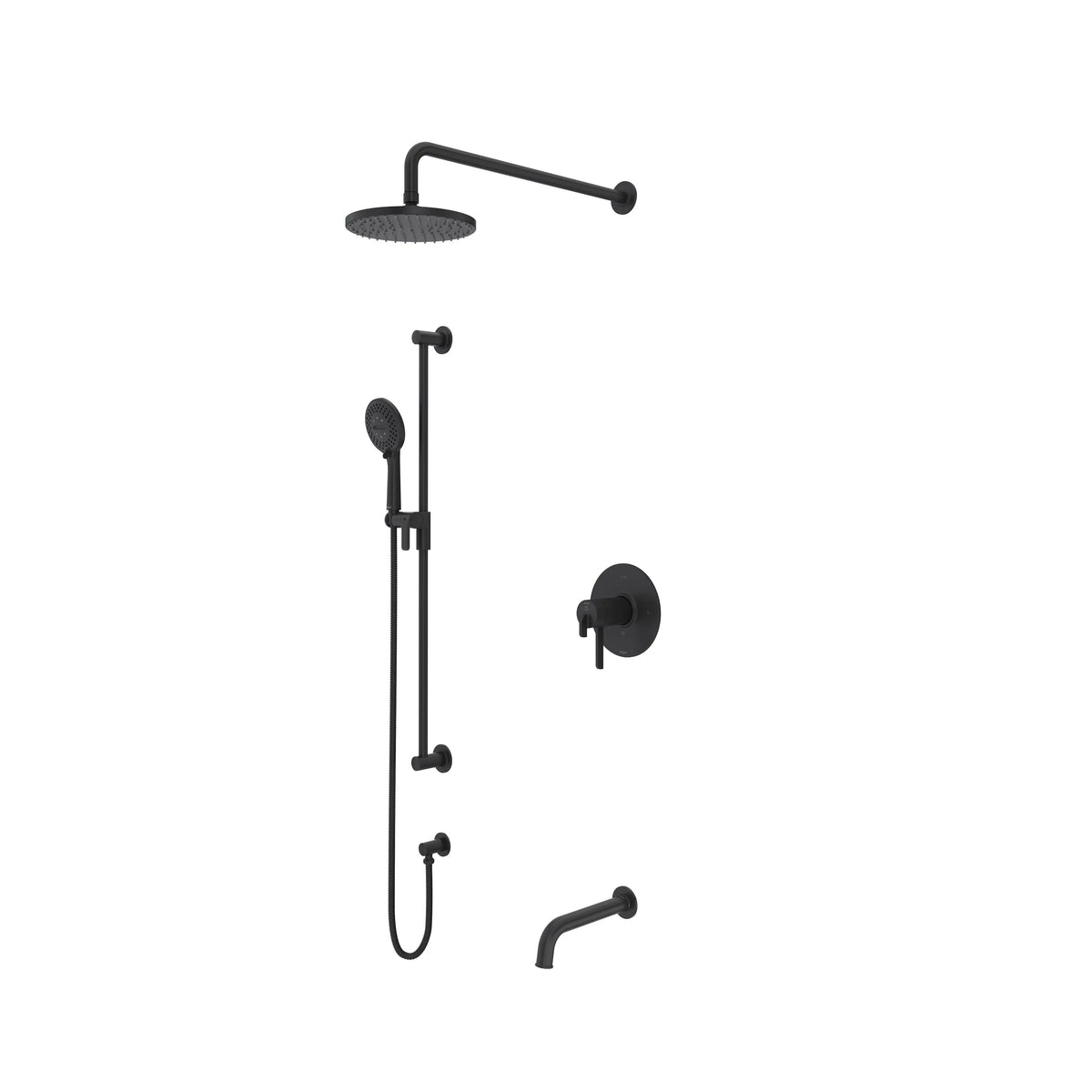 Riobel Authentica Thermostatic & Pressure Balance Shower Trim Kit with Rain Head, Hand Shower & Tub Spout - Black (TKIT1345AUBK-CW)