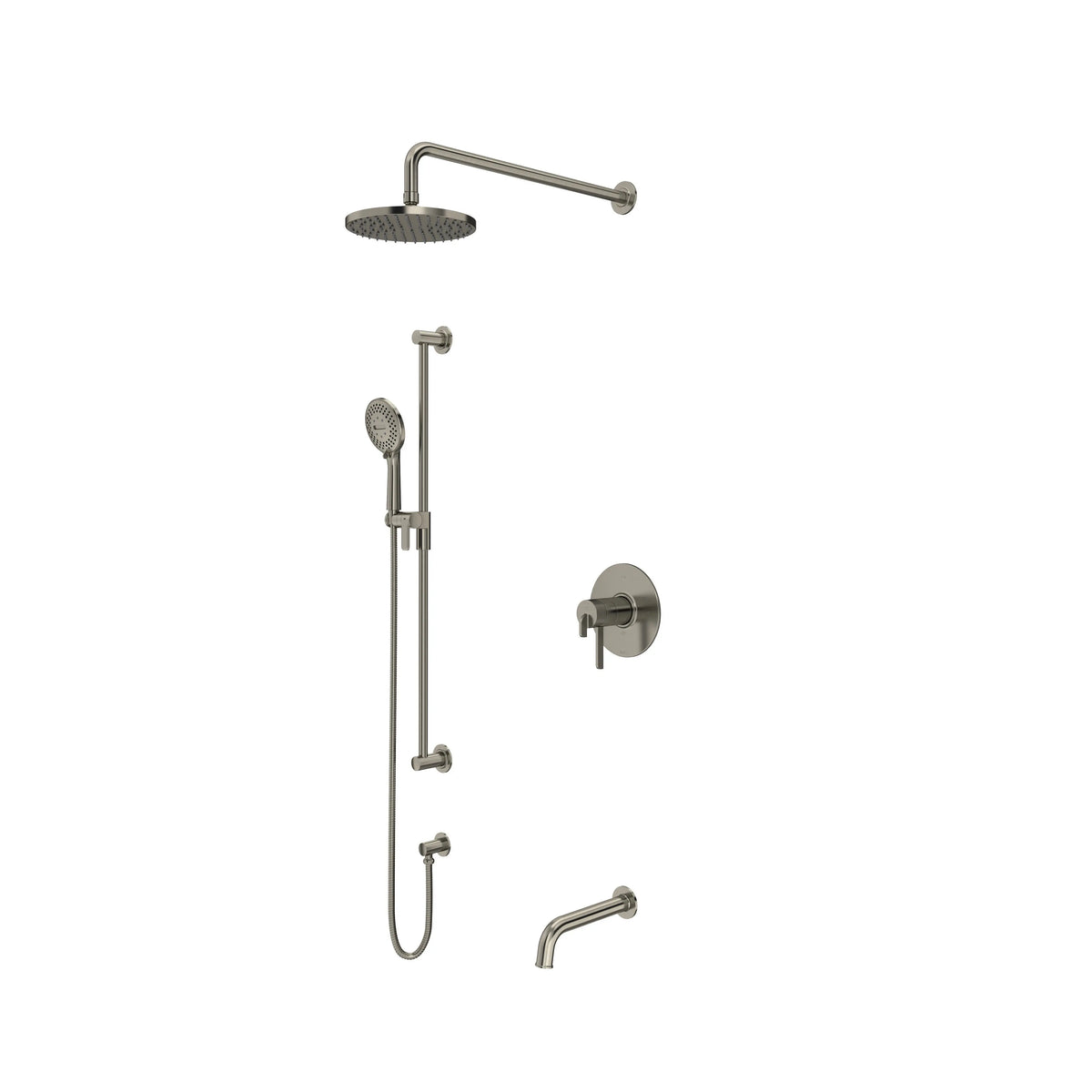 Riobel Authentica Thermostatic & Pressure Balance Shower Trim Kit with Rain Head, Hand Shower & Tub Spout - Brushed Nickel (TKIT1345AUBN-CW)