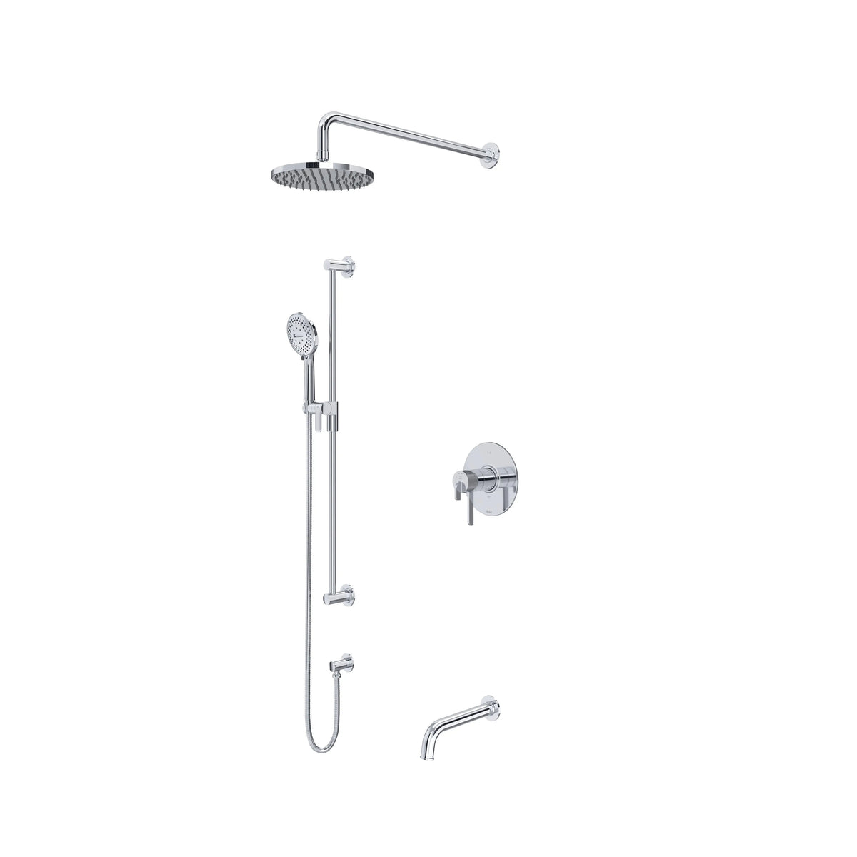 Riobel Authentica Thermostatic & Pressure Balance Shower Trim Kit with Rain Head, Hand Shower & Tub Spout - Chrome (TKIT1345AUC-CW)