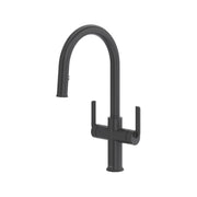Riobel Authentica Two-Handle Pull-Down Kitchen Faucet with C-Spout - Black (AU801BK)