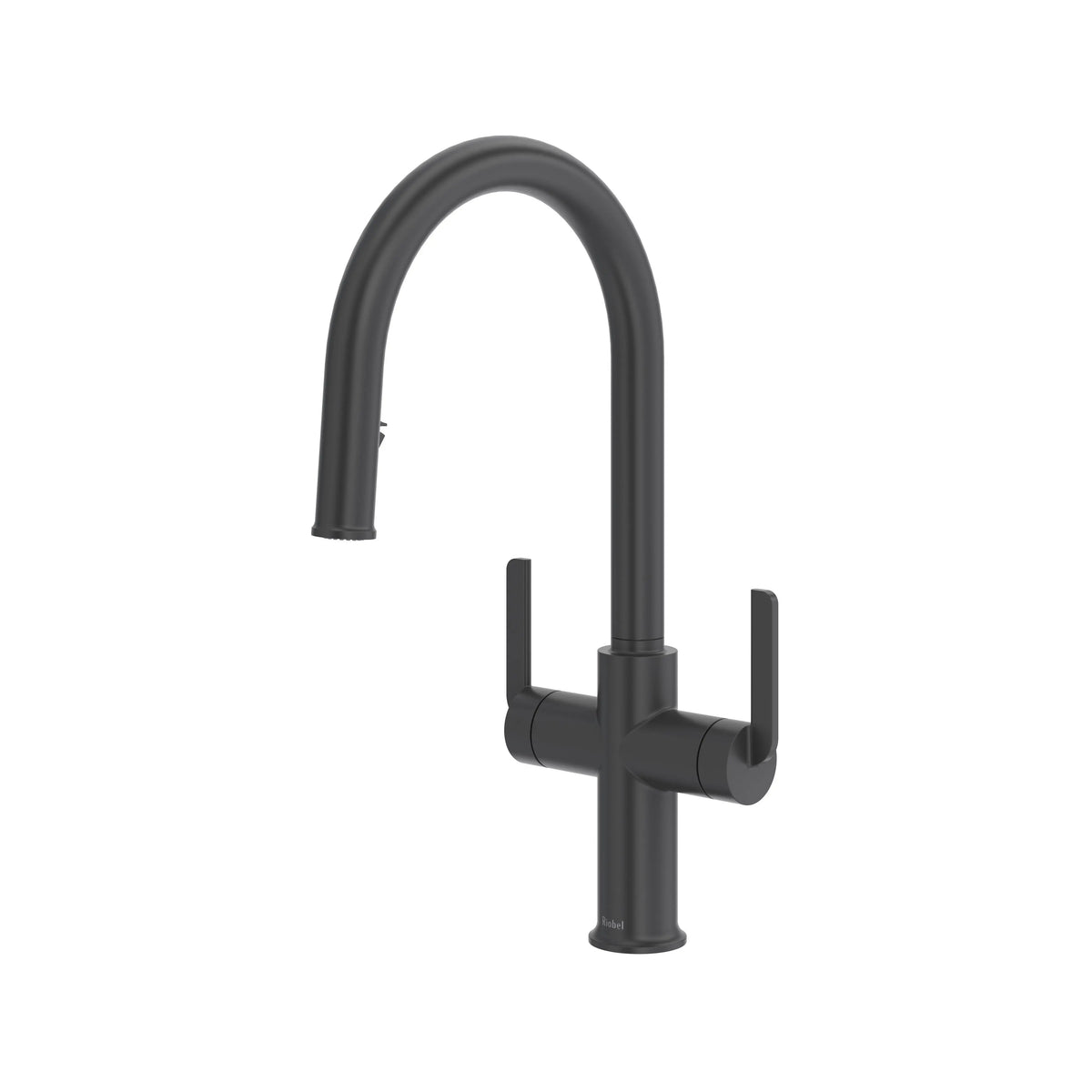Riobel Authentica Two-Handle Pull-Down Kitchen Faucet with C-Spout - Black (AU801BK)