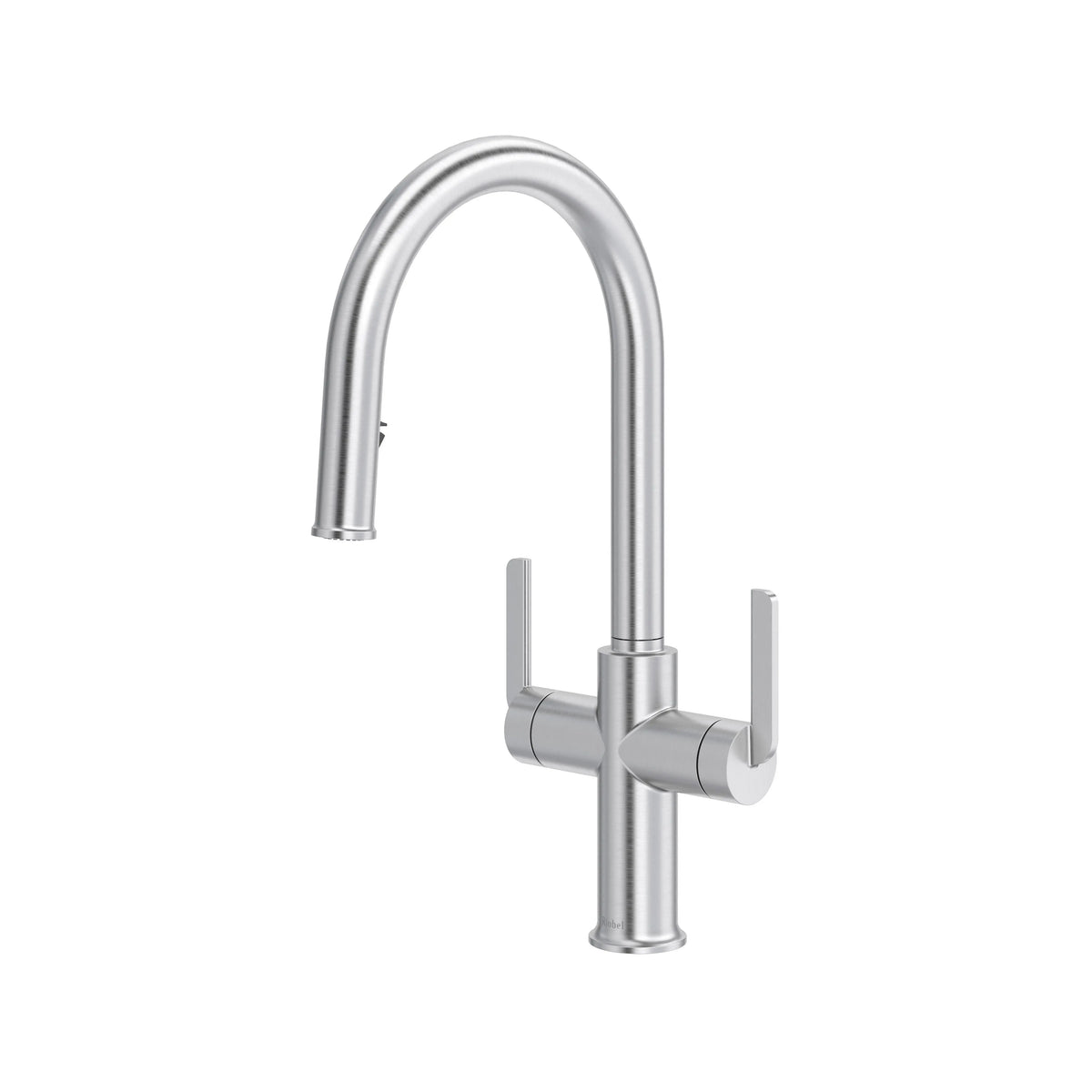 Riobel Authentica Two-Handle Pull-Down Kitchen Faucet with C-Spout - Stainless Steel (AU801SS)