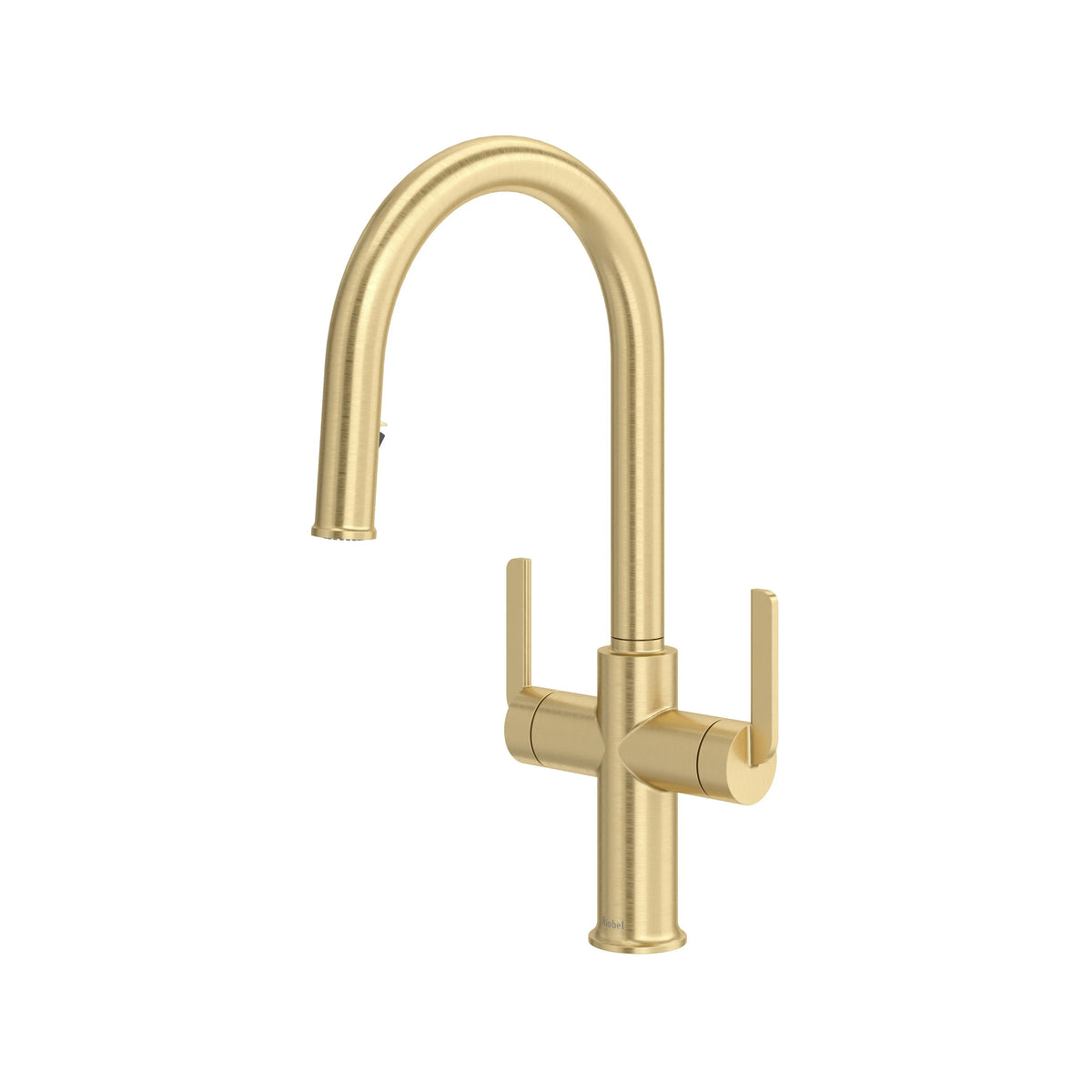 Riobel Authentica Two-Handle Pull-Down Kitchen Faucet with C-Spout - Satin Brass US4 (AU801US4)