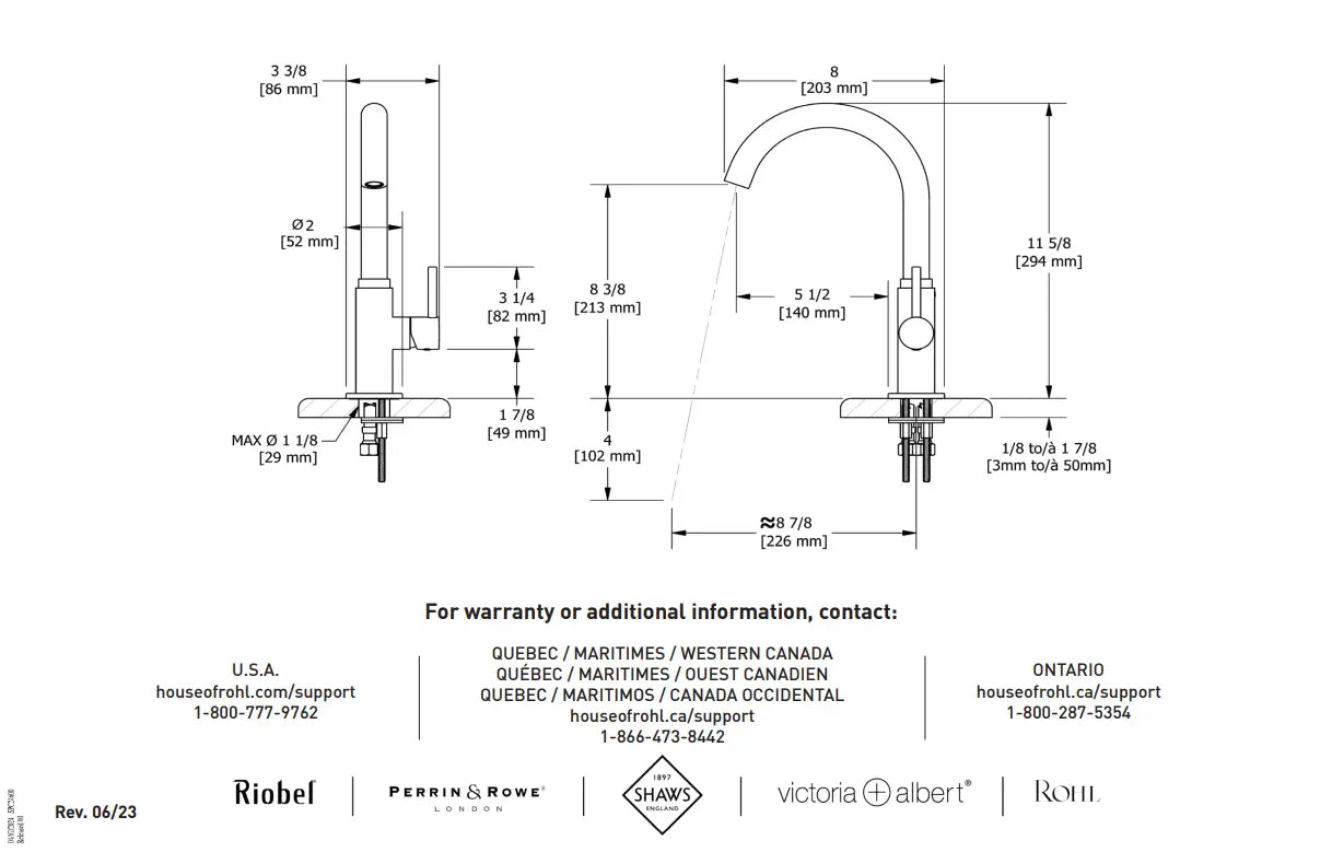 Riobel Azure Bar/Food Prep Kitchen Faucet With C-Spout - Plumbing Market