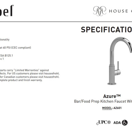 Riobel Azure Bar/Food Prep Kitchen Faucet With C-Spout - Plumbing Market