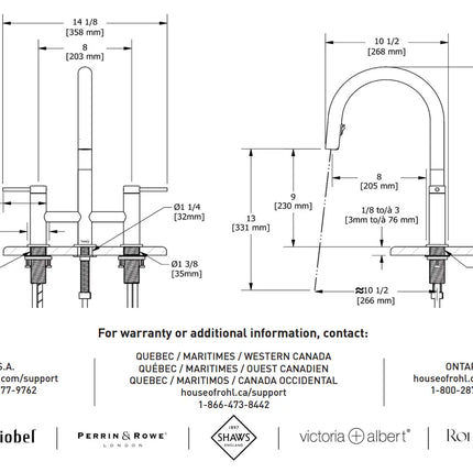 Riobel Azure Bridge Pull-Down Kitchen Faucet With C-Spout - Plumbing Market