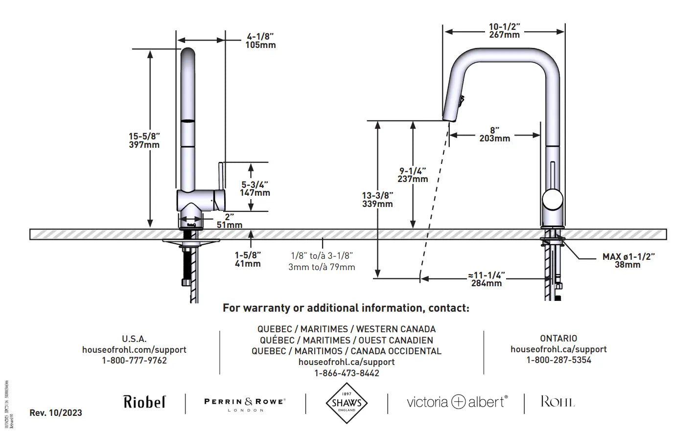 Riobel Azure Pull-Down Kitchen Faucet With U-Spout - Plumbing Market