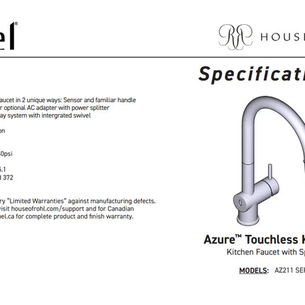 Riobel Azure Pull-Down Touchless Kitchen Faucet With C-Spout - Plumbing Market