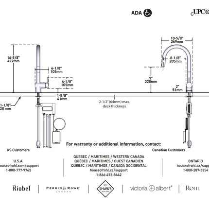 Riobel Azure Pull-Down Touchless Kitchen Faucet With C-Spout - Plumbing Market