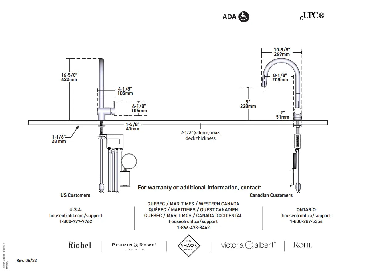 Riobel Azure Pull-Down Touchless Kitchen Faucet With C-Spout - Plumbing Market