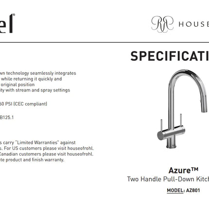 Riobel Azure Two Handle Pull-Down Kitchen Faucet With C-Spout - Plumbing Market