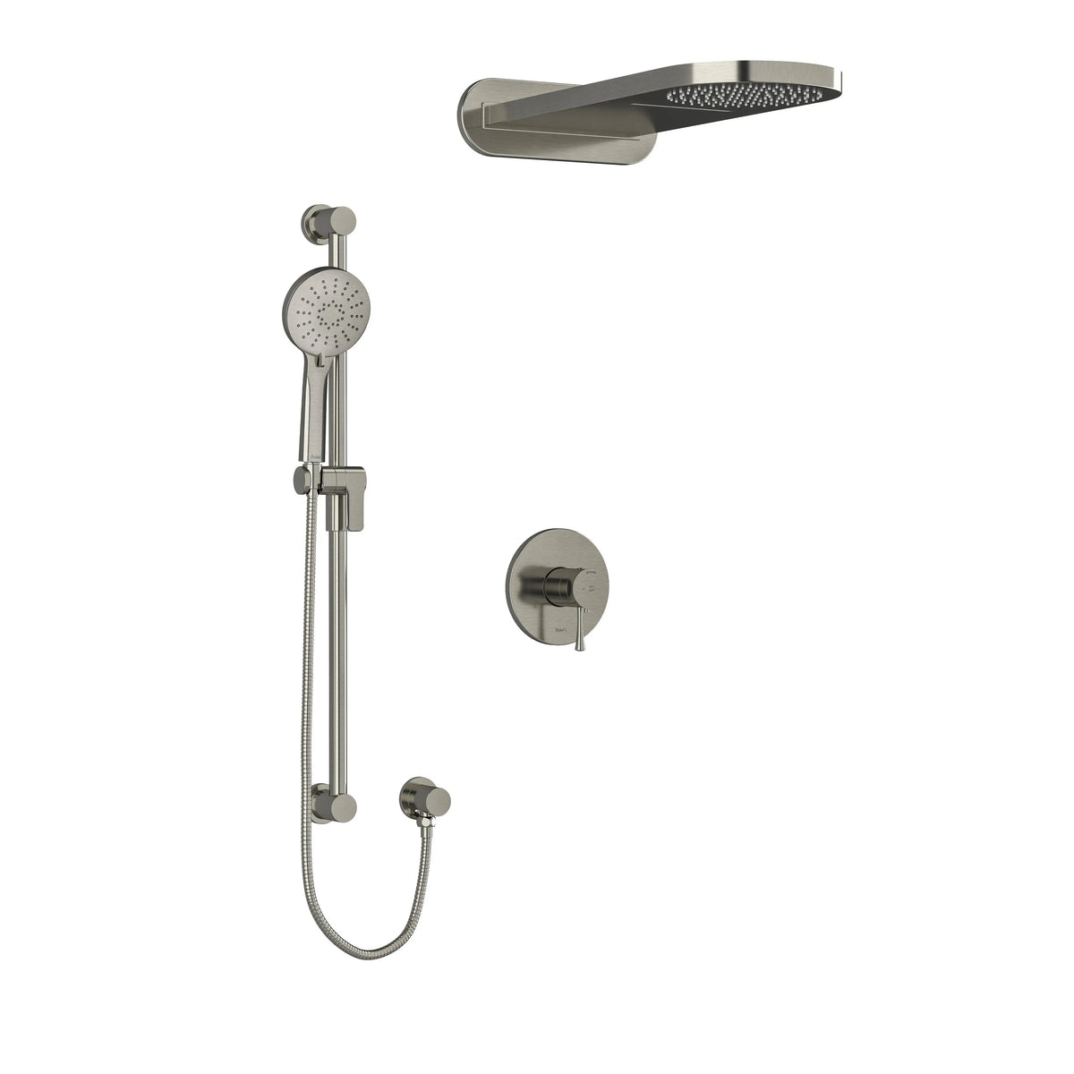 Riobel Edge 1/2" Thermostatic & Pressure Balance Shower Kit 2745 - Brushed Nickel (KIT2745EDTMBN)