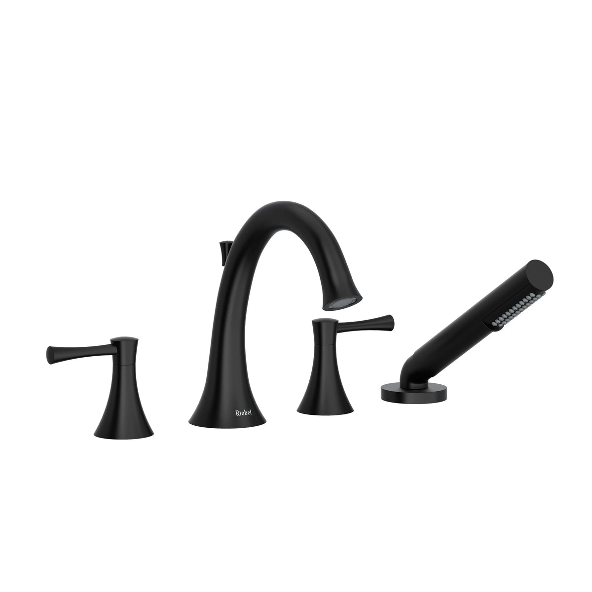 Riobel Edge 4-Hole Deck Mount Tub Filler - Black (ED12LBK)