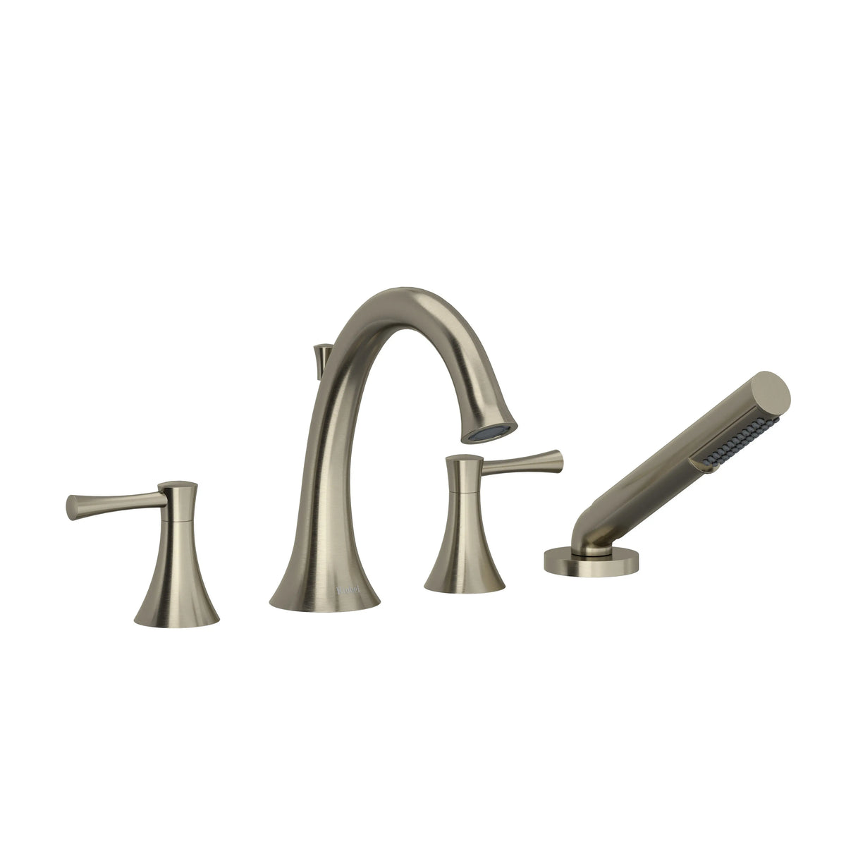 Riobel Edge 4-Hole Deck Mount Tub Filler - Brushed Nickel (ED12LBN)