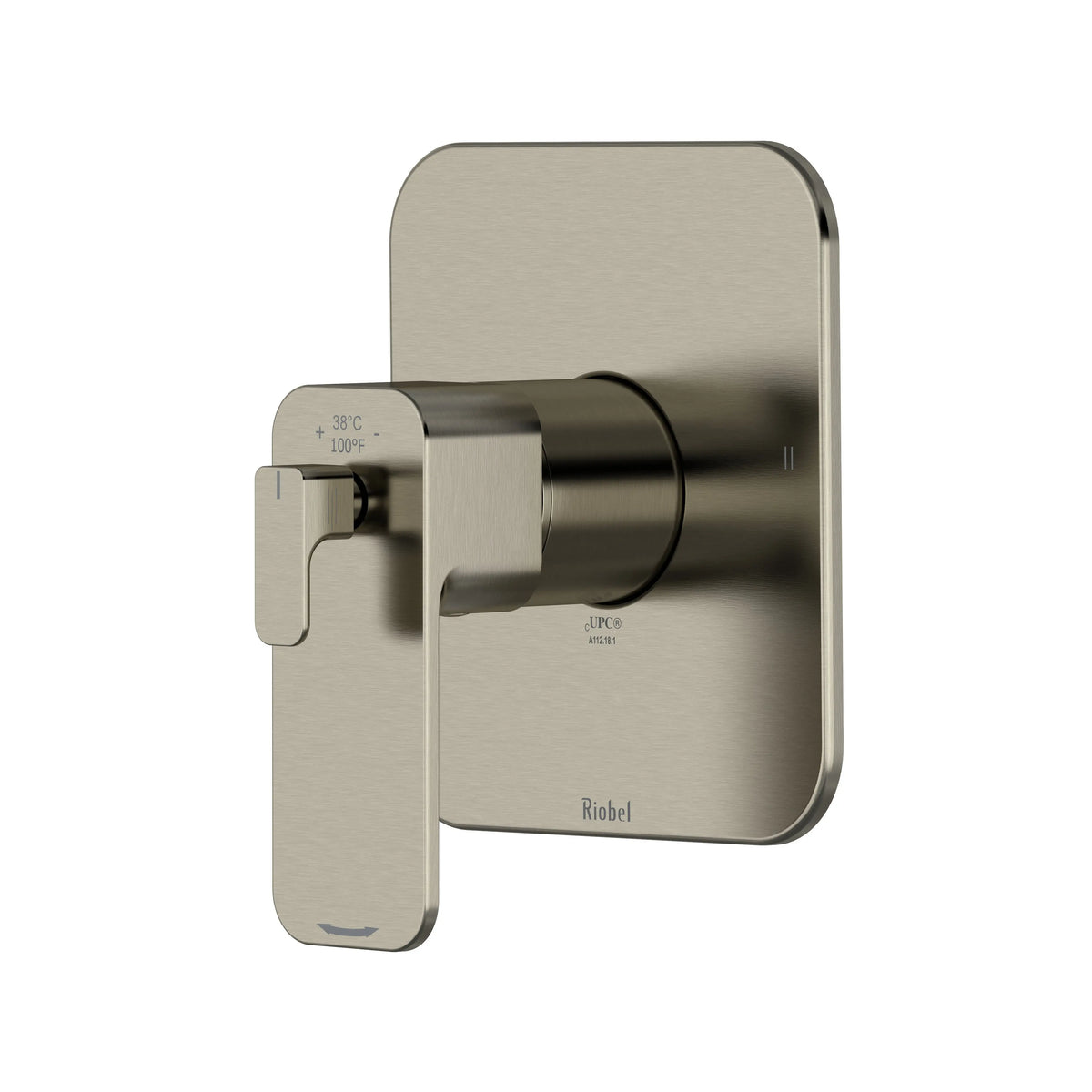 Riobel Equinox 1/2" Thermostatic & Pressure Balance Valve Trim with 2 Functions - Brushed Nickel (TEQ44NBN)