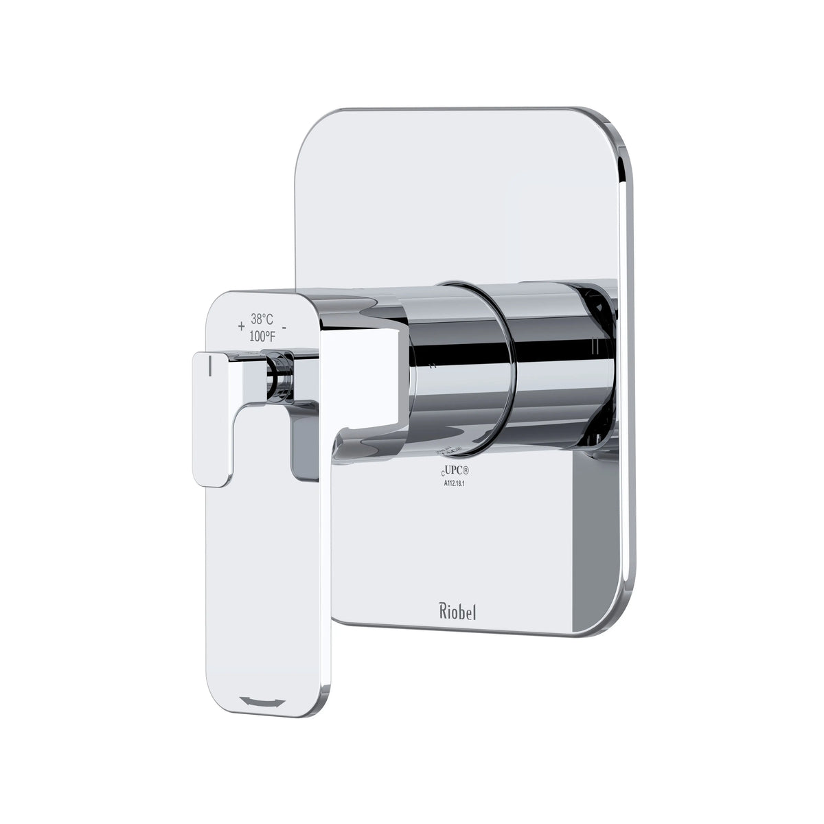 Riobel Equinox 1/2" Thermostatic & Pressure Balance Valve Trim with 2 Functions - Chrome (TEQ44NC)