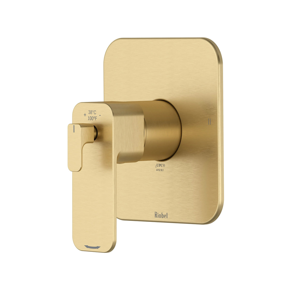 Riobel Equinox 1/2" Thermostatic & Pressure Balance Valve Trim with 2 Functions - Satin Brass US4 (TEQ44NUS4)