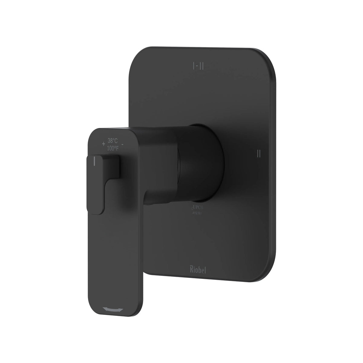 Riobel Equinox 1/2" Thermostatic & Pressure Balance Valve Trim with 3 Functions - Black (TEQ23NBK)