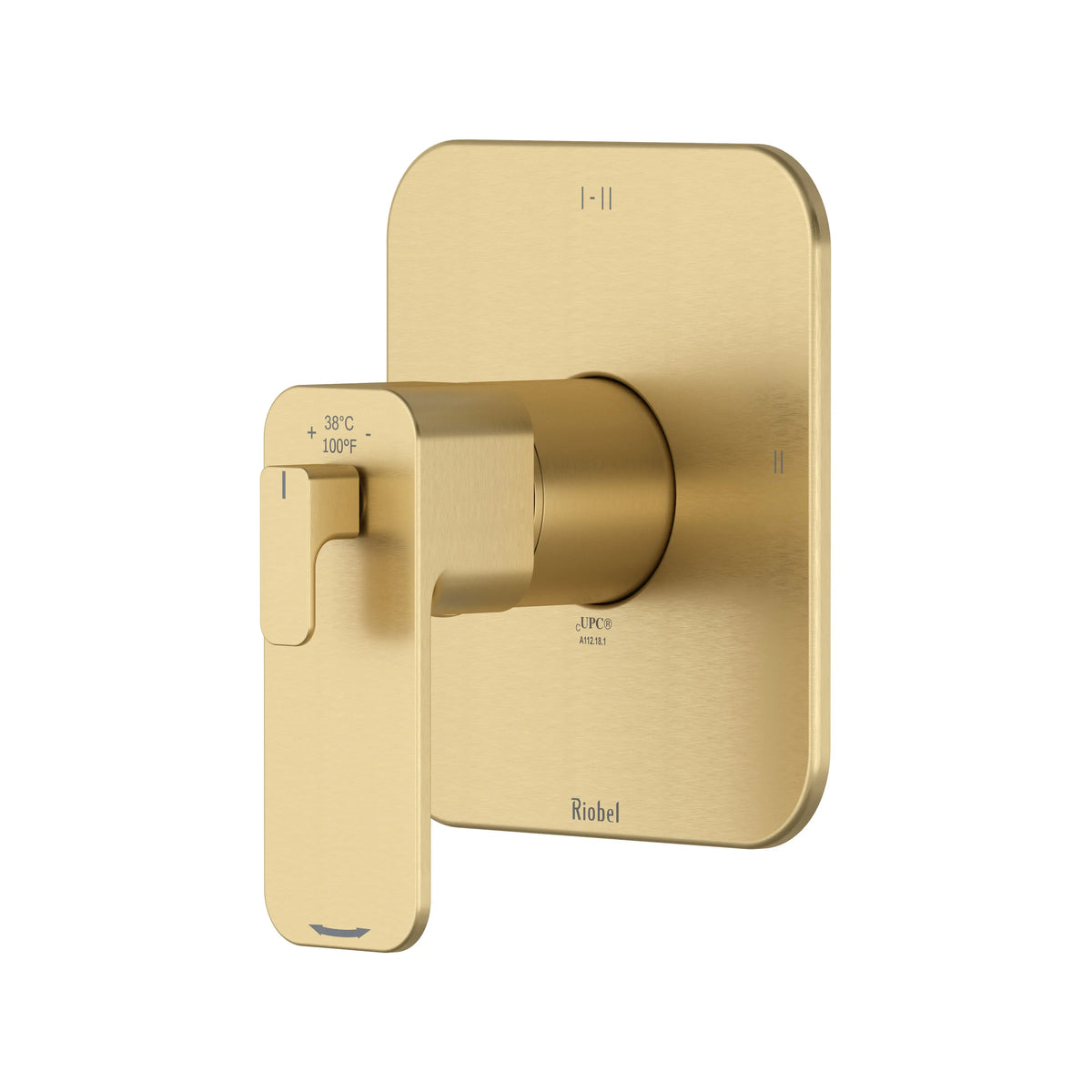 Riobel Equinox 1/2" Thermostatic & Pressure Balance Valve Trim with 3 Functions - Satin Brass US4 (TEQ23NUS4)
