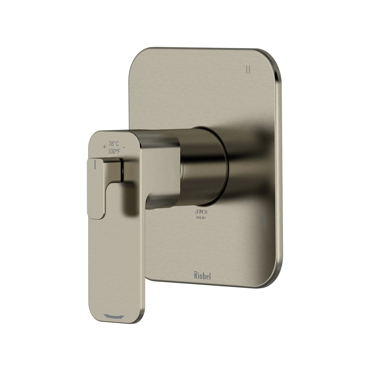 Riobel Equinox 1/2" Thermostatic & Pressure Balance Valve Trim with 3 Functions - Brushed Nickel (TEQ47NBN)