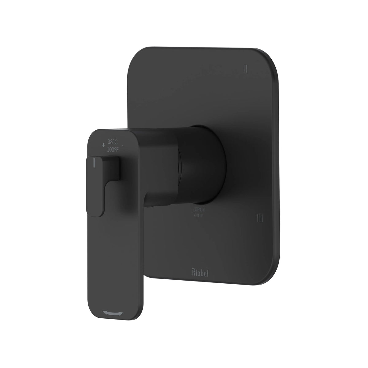 Riobel Equinox 1/2" Thermostatic & Pressure Balance Valve Trim with 5 Functions - Black (TEQ45NBK)
