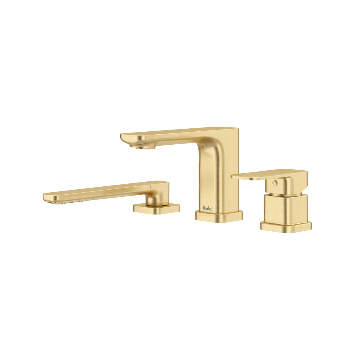 Riobel Equinox 3-Hole Deck-Mount Tub Filler Trim with Hand Shower - Satin Brass US4 (TEQ10US4)