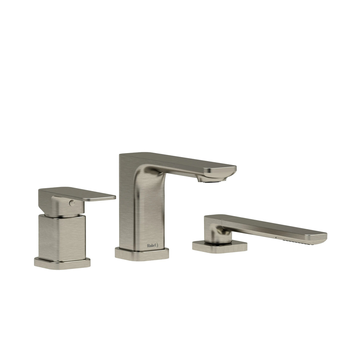 Riobel Equinox 3-Hole Pressure Balance Deck-Mount Tub Filler Trim with Hand Shower - Brushed Nickel (TEQ16BN)