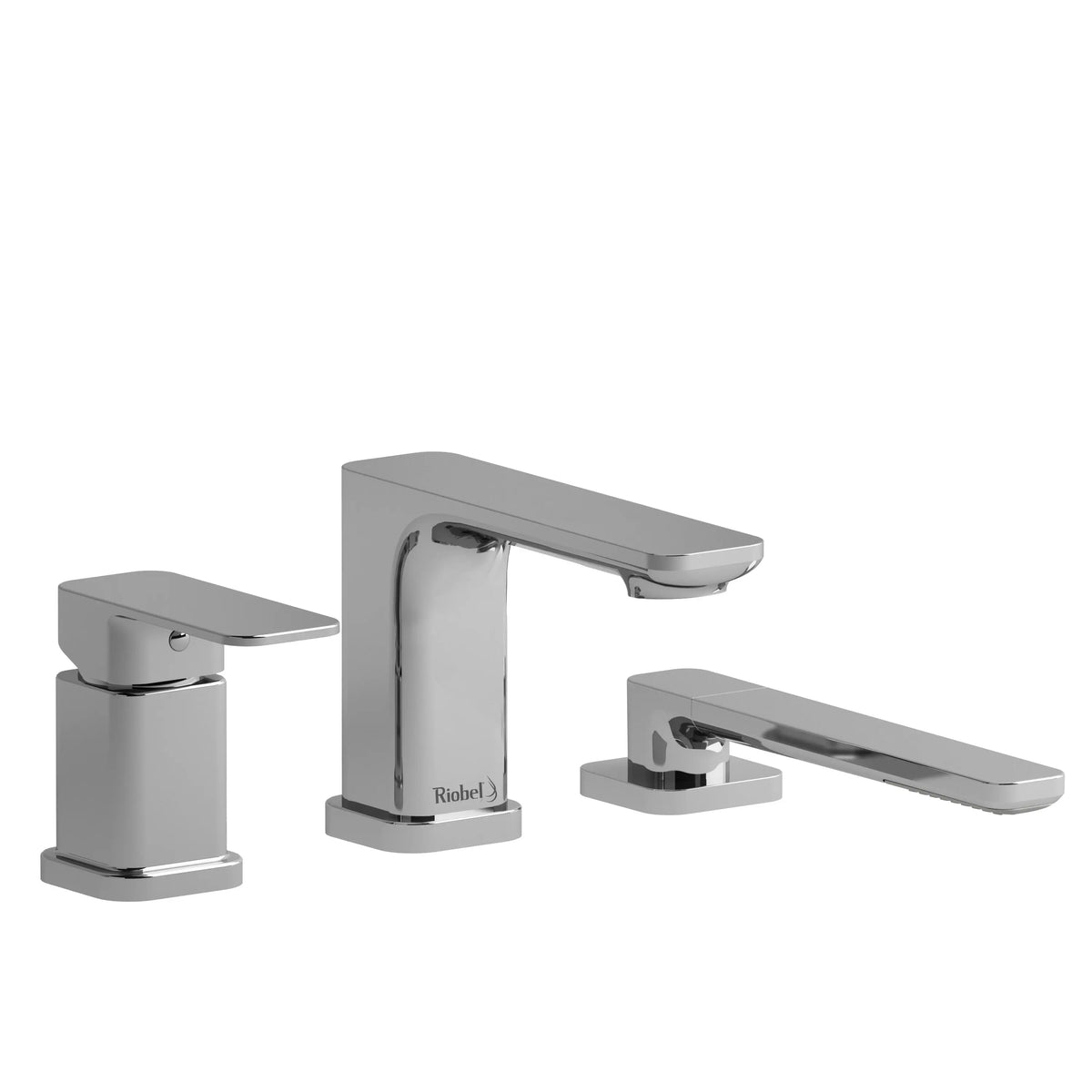 Riobel Equinox 3-Hole Pressure Balance Deck-Mount Tub Filler Trim with Hand Shower - Chrome (TEQ16C)