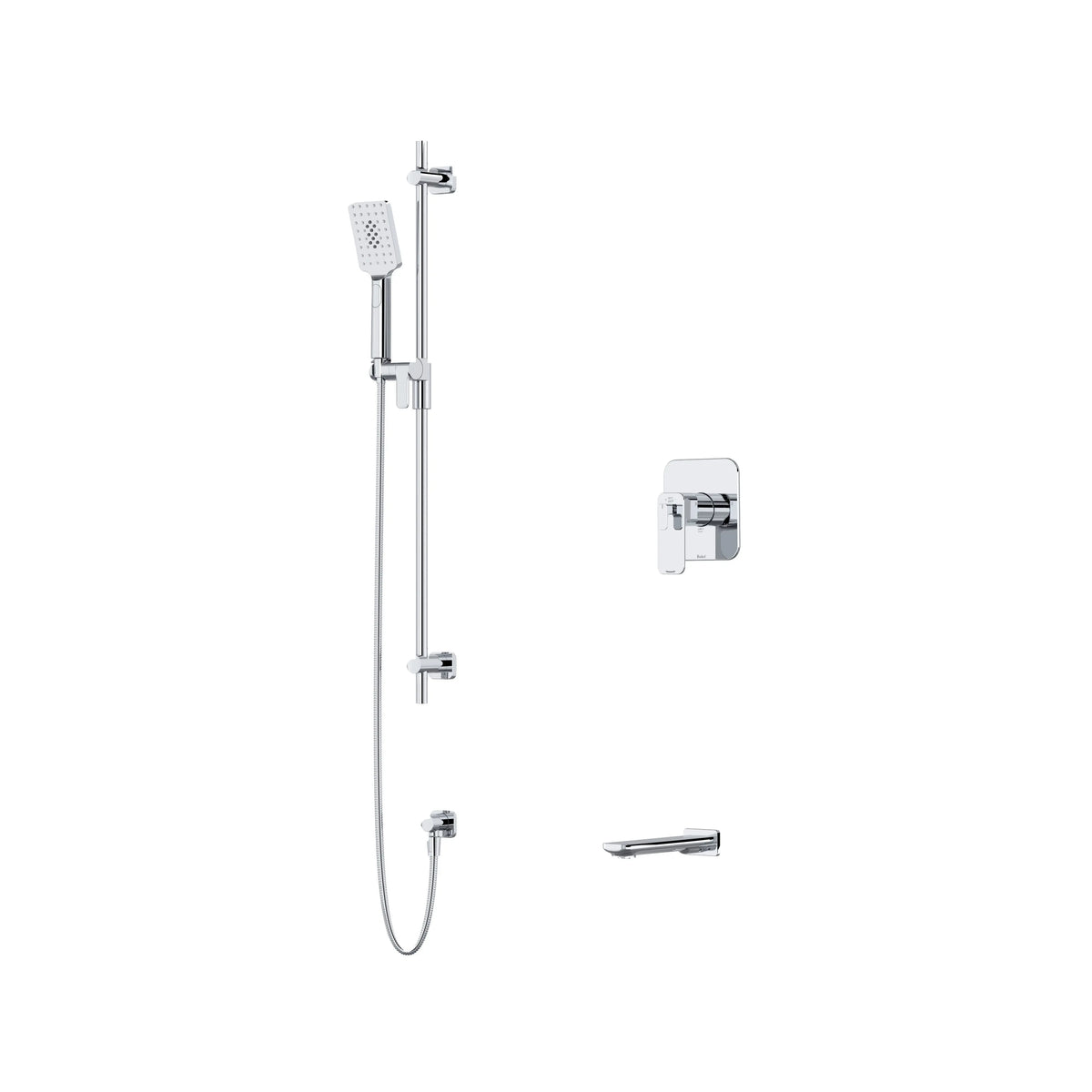 Riobel Equinox Thermostatic & Pressure Balance Shower Trim Kit with Hand Shower Set & Tub Spout - Chrome (TKIT1244EQNC)