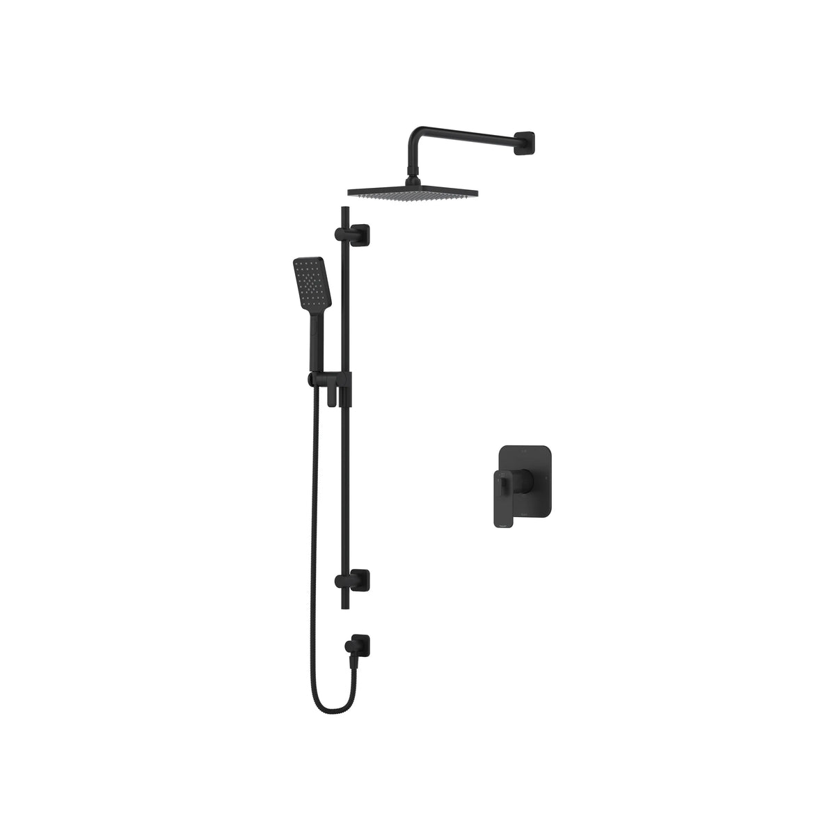 Riobel Equinox Thermostatic & Pressure Balance Shower Trim Kit with Rain Head & Hand Shower - Black (TKIT323EQNBK)