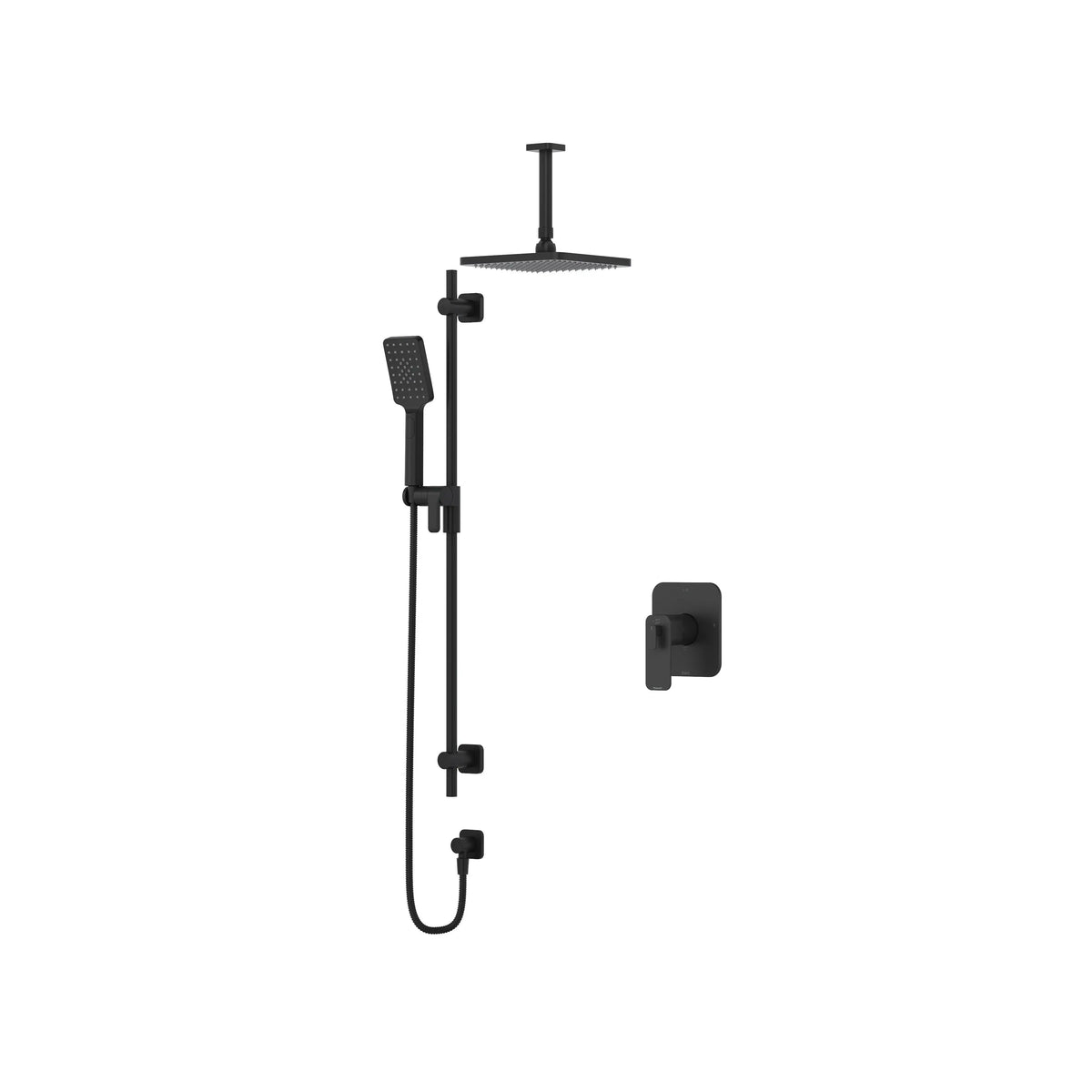 Riobel Equinox Thermostatic & Pressure Balance Shower Trim Kit with Rain Head & Hand Shower - Black (TKIT323EQNBK-6)