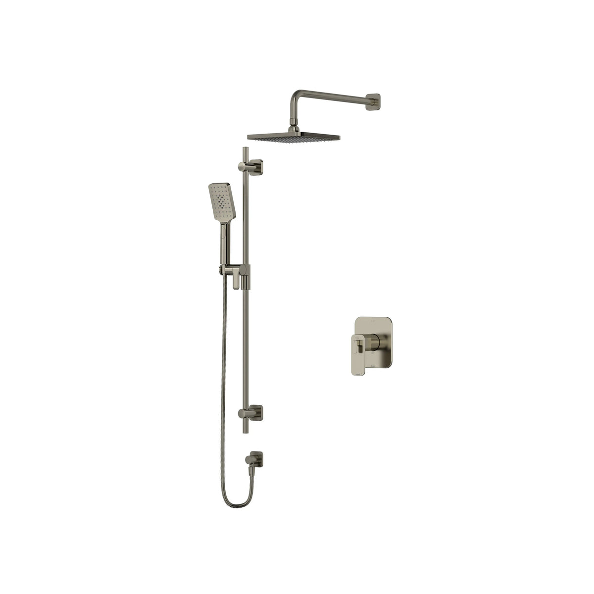 Riobel Equinox Thermostatic & Pressure Balance Shower Trim Kit with Rain Head & Hand Shower - Brushed Nickel (TKIT323EQNBN)