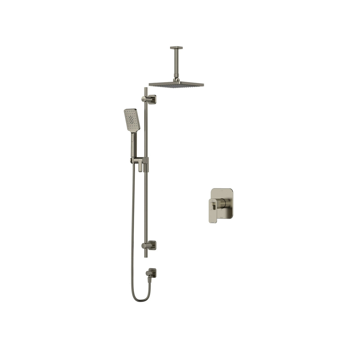 Riobel Equinox Thermostatic & Pressure Balance Shower Trim Kit with Rain Head & Hand Shower - Brushed Nickel (TKIT323EQNBN-6)