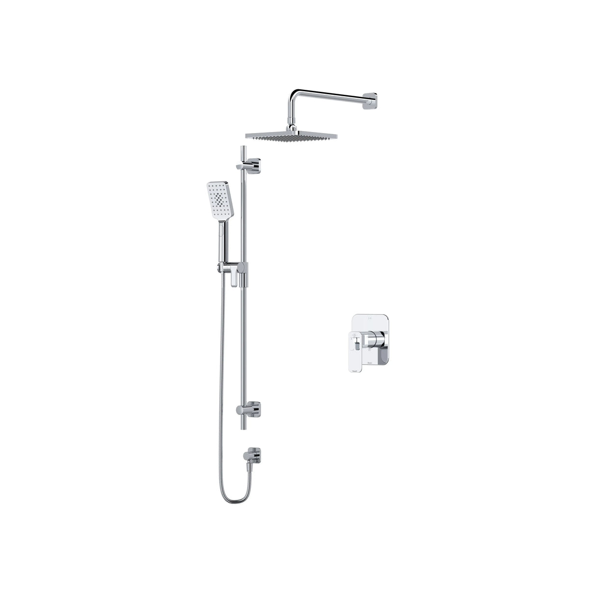 Riobel Equinox Thermostatic & Pressure Balance Shower Trim Kit with Rain Head & Hand Shower - Chrome (TKIT323EQNC)