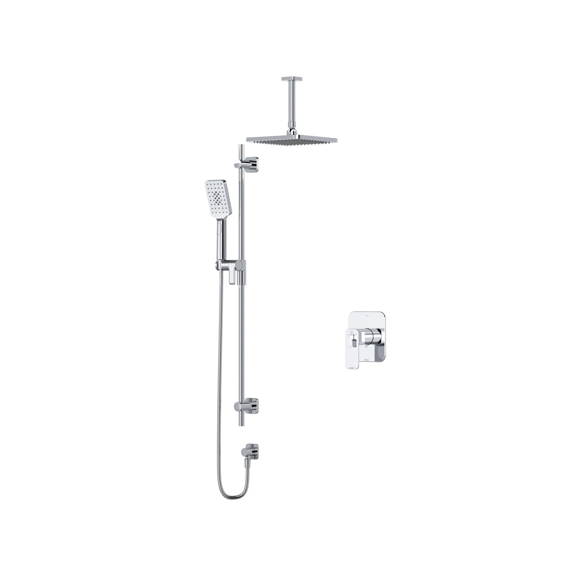 Riobel Equinox Thermostatic & Pressure Balance Shower Trim Kit with Rain Head & Hand Shower - Chrome (TKIT323EQNC-6)