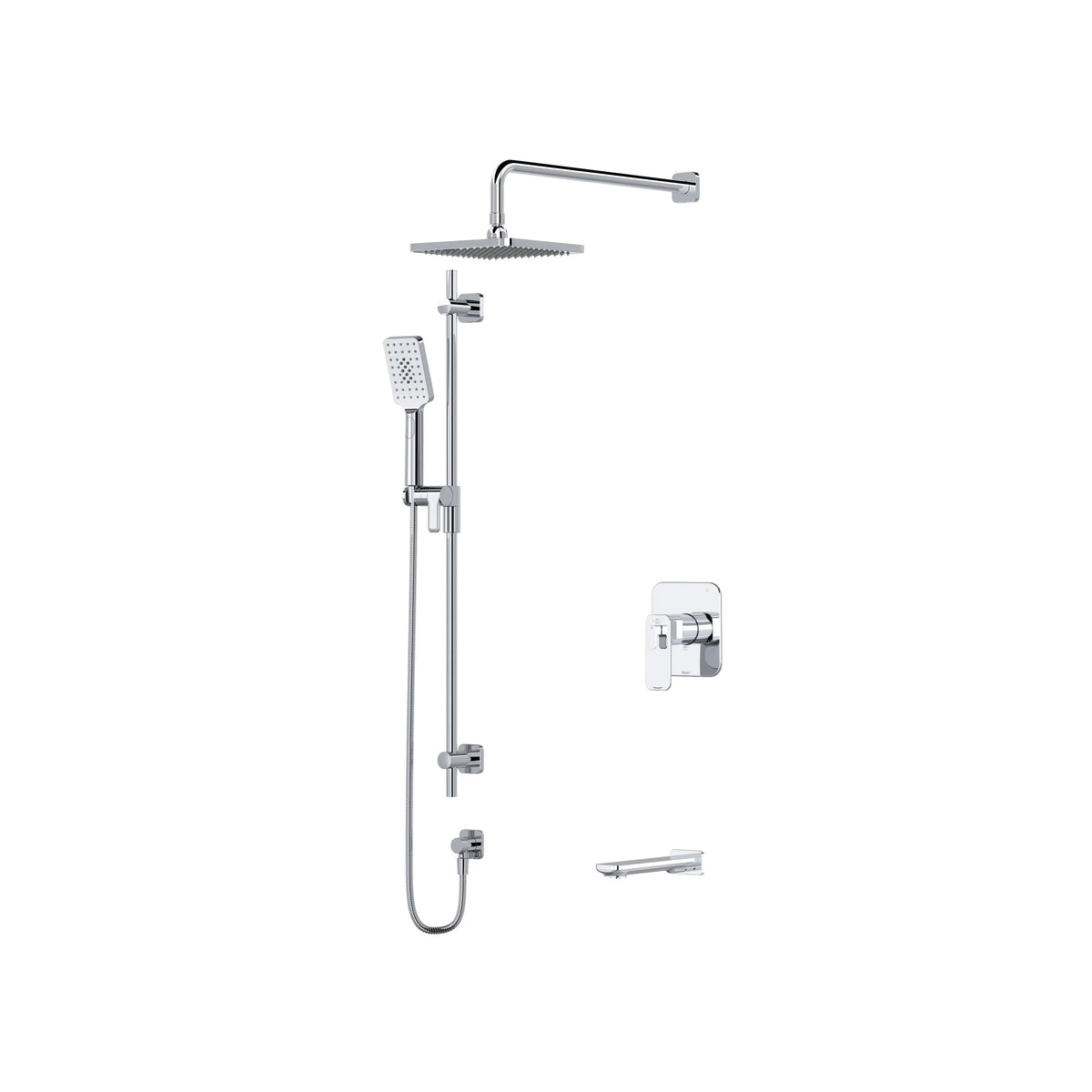Riobel Equinox Thermostatic & Pressure Balance Shower Trim Kit with Rain Head, Hand Shower & Tub Spout - Chrome (TKIT1345EQNC)