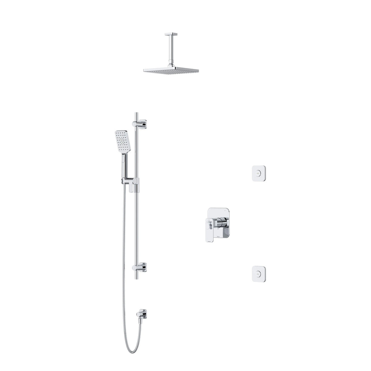 Riobel Equinox Thermostatic & Pressure Balance Shower with Rain Head, Hand Shower & Body Sprays — Chrome - Chrome (KIT3545EQNC-6)