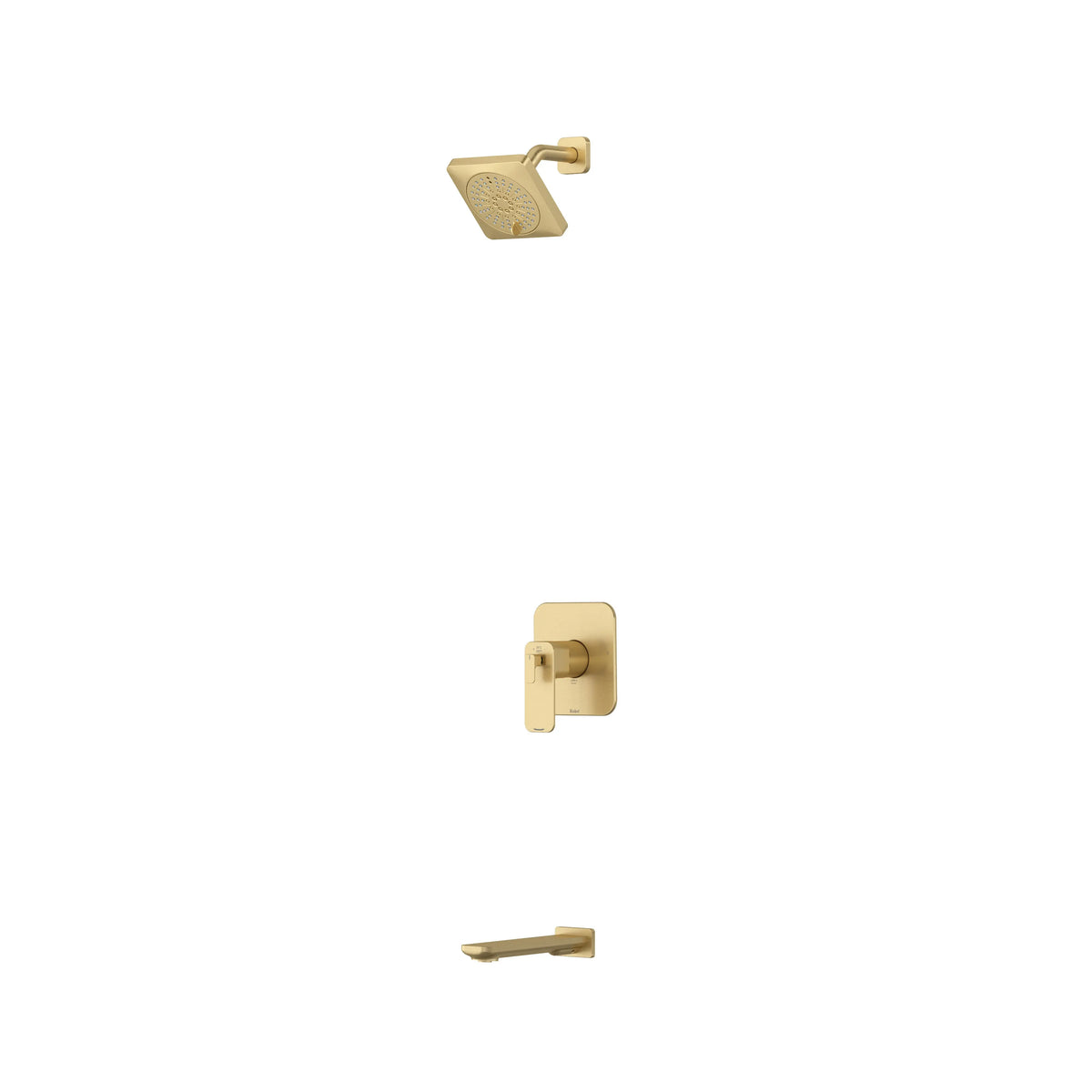 Riobel Equinox Thermostatic & Pressure Balance Shower with Shower Head & Tub Spout - Satin Brass US4 (KIT4744EQNUS4-SPEX)