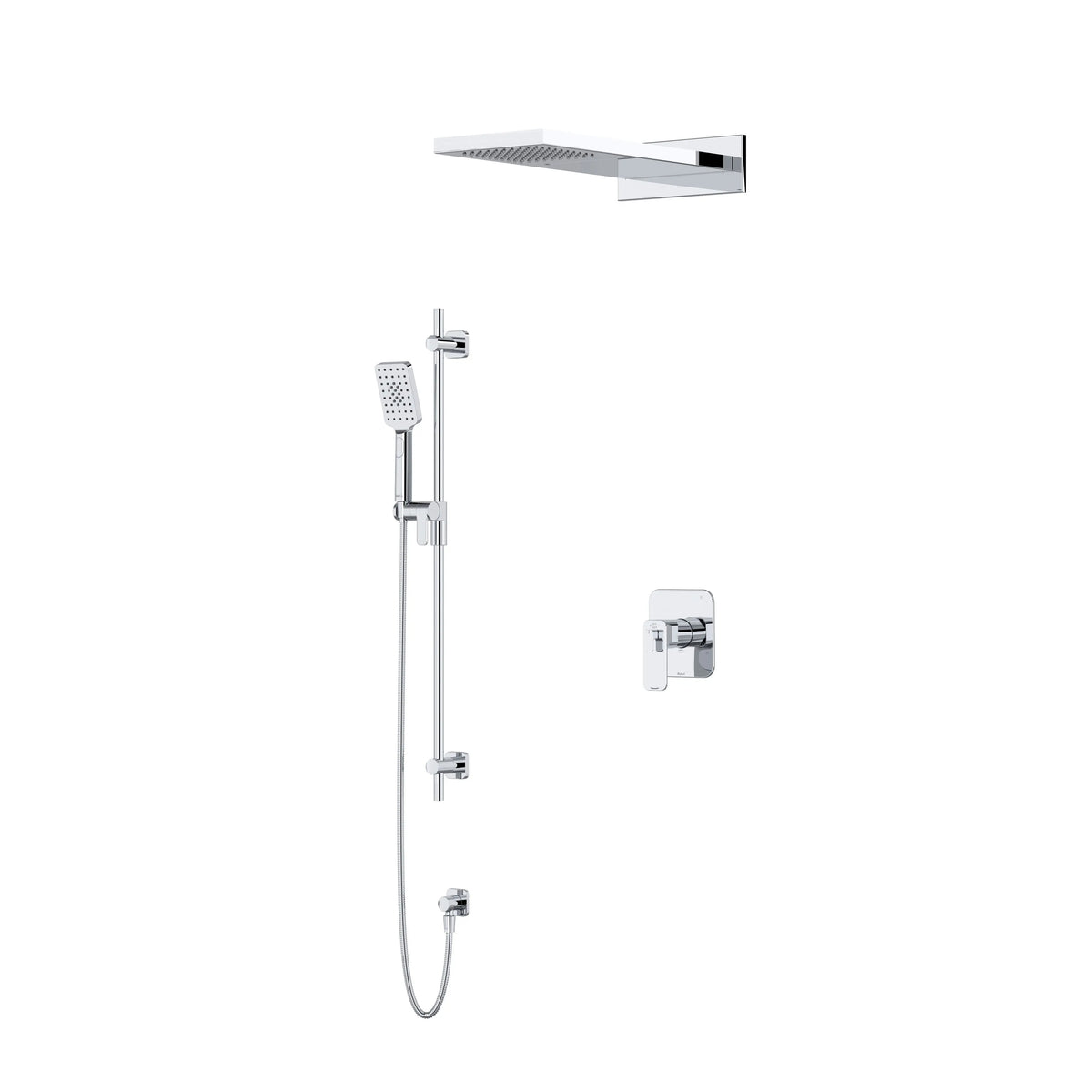 Riobel Equinox Thermostatic & Pressure Balance Shower with Waterfall Rain Head & Hand Shower - Chrome (KIT2745EQNC-SPEX)