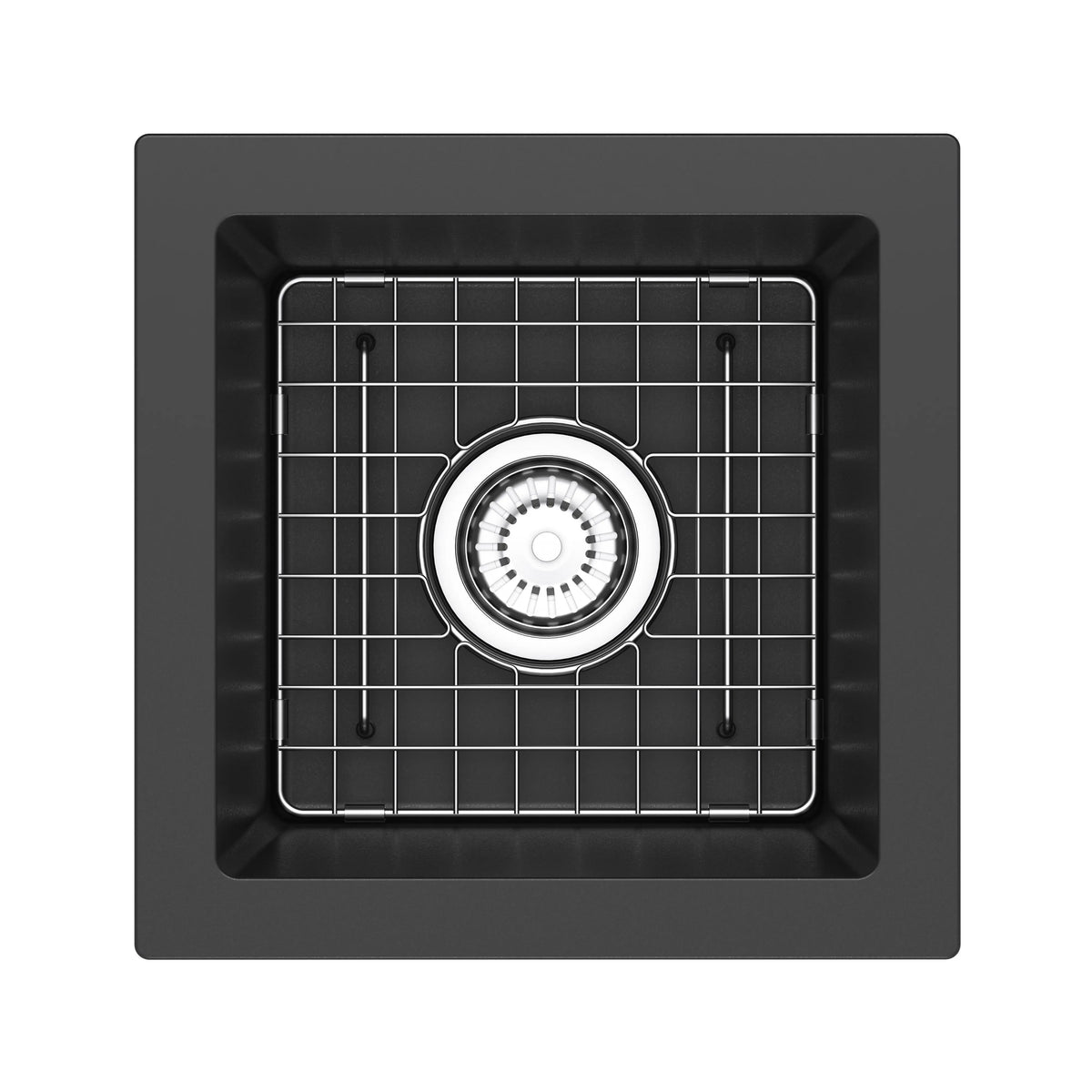 Riobel Fonsa 15" Quartz Single Bowl Undermount Bar/Food Prep Kitchen Sink - Black (FAUM1515BK)