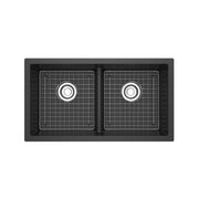 Riobel Fonsa 33" Double Bowl Undermount Quartz Kitchen Sink - Black (FAUM3318LDBK)