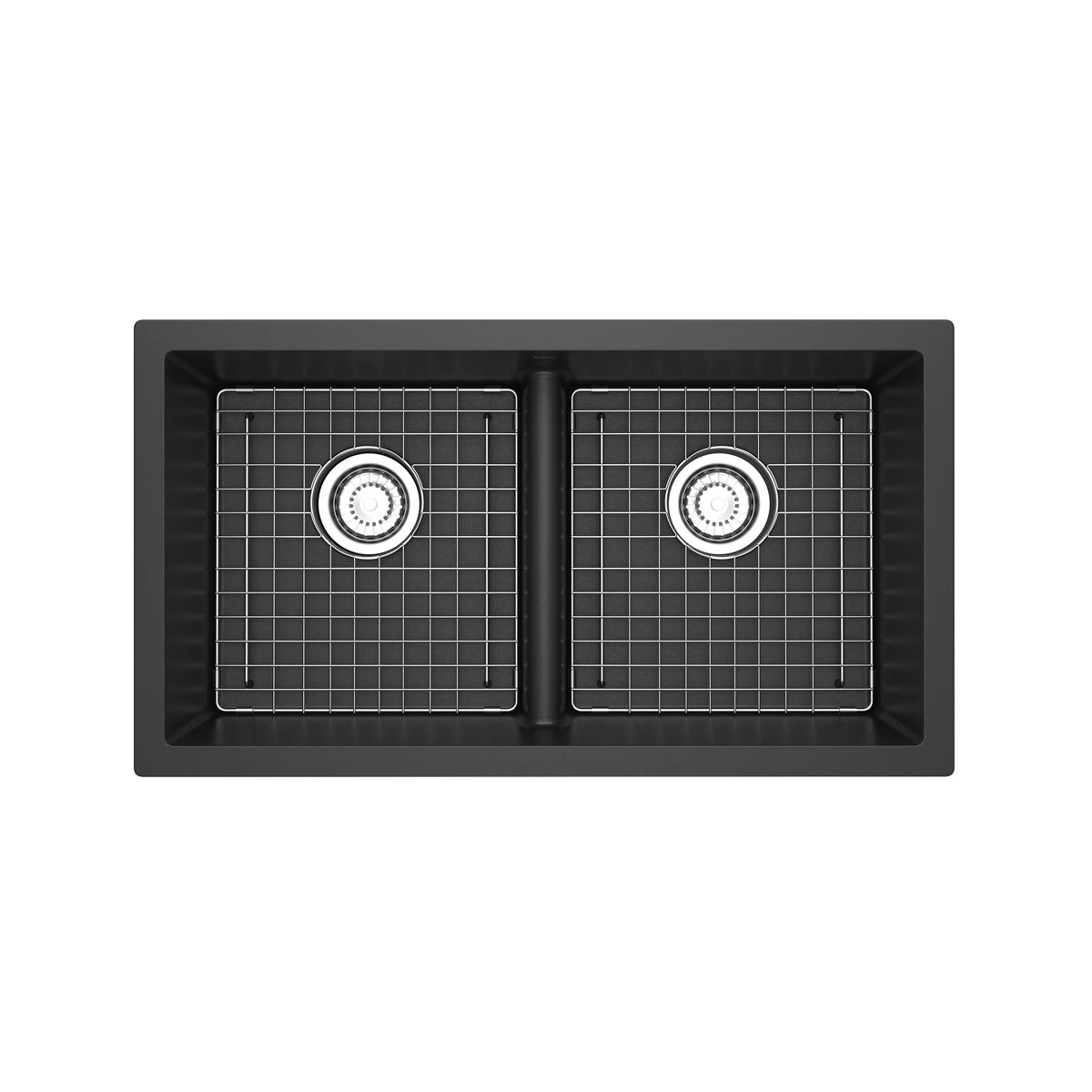 Riobel Fonsa 33" Double Bowl Undermount Quartz Kitchen Sink - Black (FAUM3318LDBK)