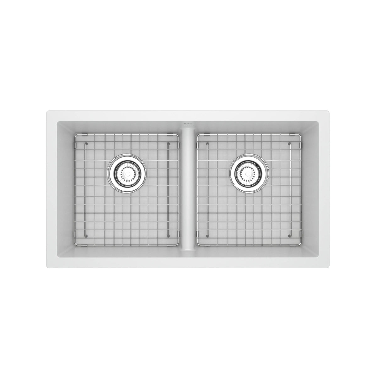 Riobel Fonsa 33" Double Bowl Undermount Quartz Kitchen Sink - White (FAUM3318LDWH)