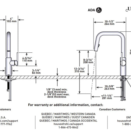 Riobel Lateral Pull-Down Kitchen Faucet With U-Spout - Plumbing Market