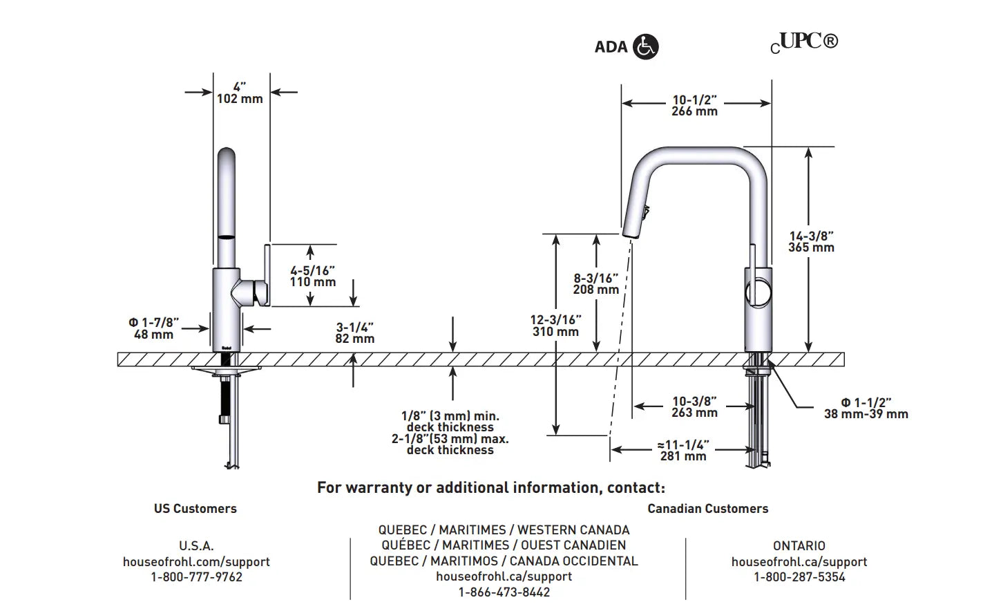 Riobel Lateral Pull-Down Kitchen Faucet With U-Spout - Plumbing Market